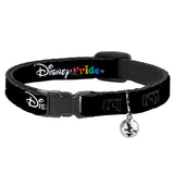 Breakaway Cat Collar with Bell - DISNEY PRIDE Signature Logo Black/White/Rainbow