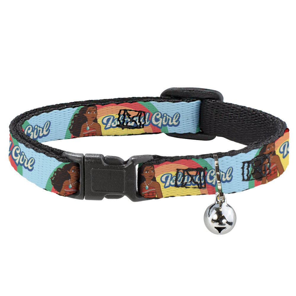 Breakaway Cat Collar with Bell - Moana ISLAND GIRL Rainbow Pose Blue/Multi Color