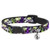 Breakaway Cat Collar with Bell - Invader Zim GIR DOOM Pose Checker Black/Gray