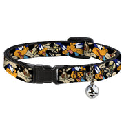 Breakaway Cat Collar with Bell - Road Runner/Wile E. Coyote Expressions Stacked Black