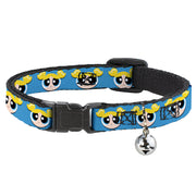 Breakaway Cat Collar with Bell - The Powerpuff Girls Bubbles Face Close-Up Blue