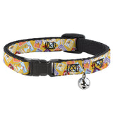 Breakaway Cat Collar with Bell - The Wizard of Oz Characters Scenes and Icons Collage Yellow