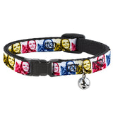 Breakaway Cat Collar with Bell - The Wizard of Oz Dorothy and Toto Pose Blocks Blues/Yellows/Reds