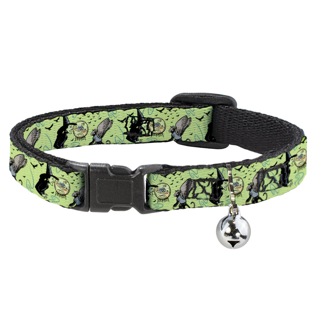 Breakaway Cat Collar with Bell - The Wizard of Oz Wicked Witch of the West and Flying Monkeys Greens