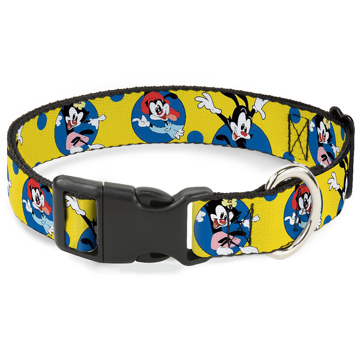 Plastic Clip Collar - Animaniacs Yakko Wakko and Dot Poses Yellow/Blue