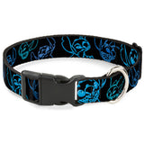 Plastic Clip Collar - Electric Stitch Poses Black/Neon Blue