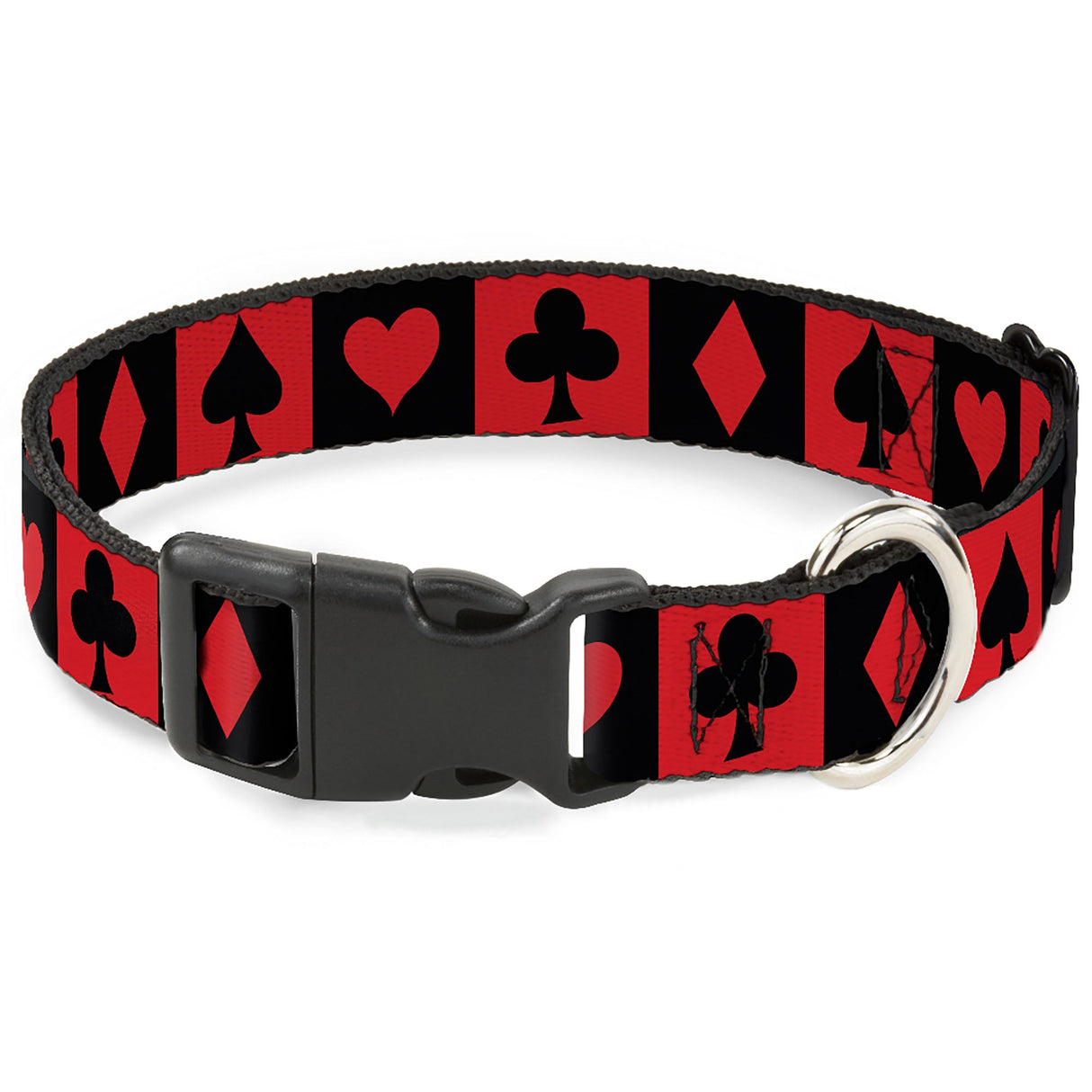 Plastic Clip Collar - Alice in Wonderland Card Suits Red/Black