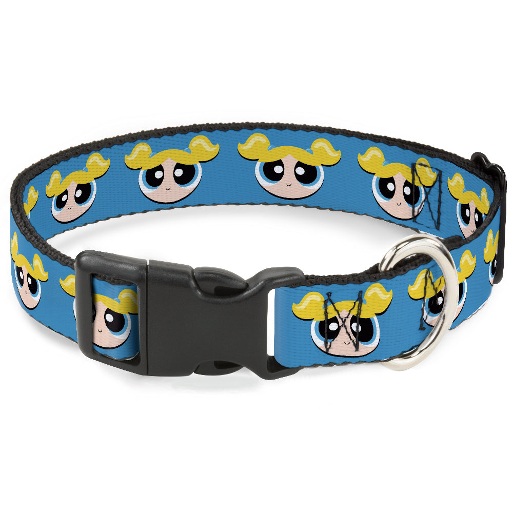 Plastic Clip Collar - The Powerpuff Girls Bubbles Face Close-Up Blue