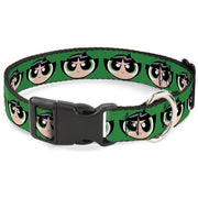 Plastic Clip Collar - The Powerpuff Girls Buttercup Face Close-Up Green