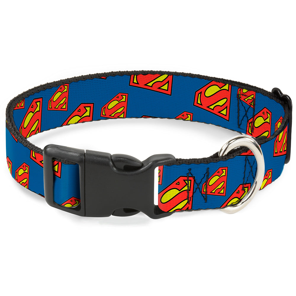 Plastic Clip Collar - Super Shield Diagonal Royal Blue/Red