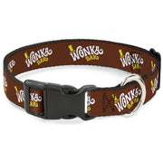 Plastic Clip Collar - Willy Wonka and the Chocolate Factory WONKA BAR Logo Brown/Yellow/White