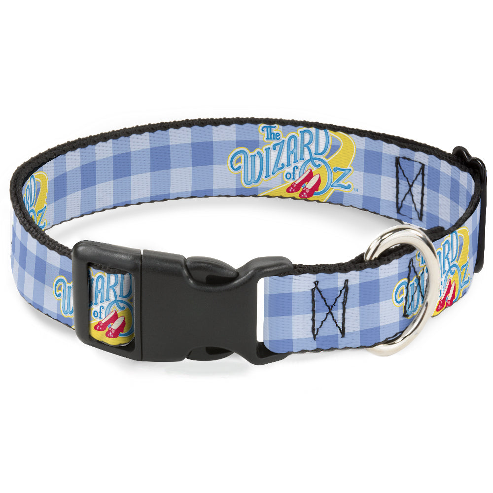 Plastic Clip Collar - THE WIZARD OF OZ Logo Gingham Checker Blues