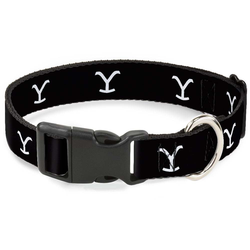 Plastic Clip Collar - Yellowstone Y Logo Black/White