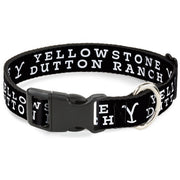 Plastic Clip Collar - YELLOWSTONE DUTTON RANCH and Logo Black/White