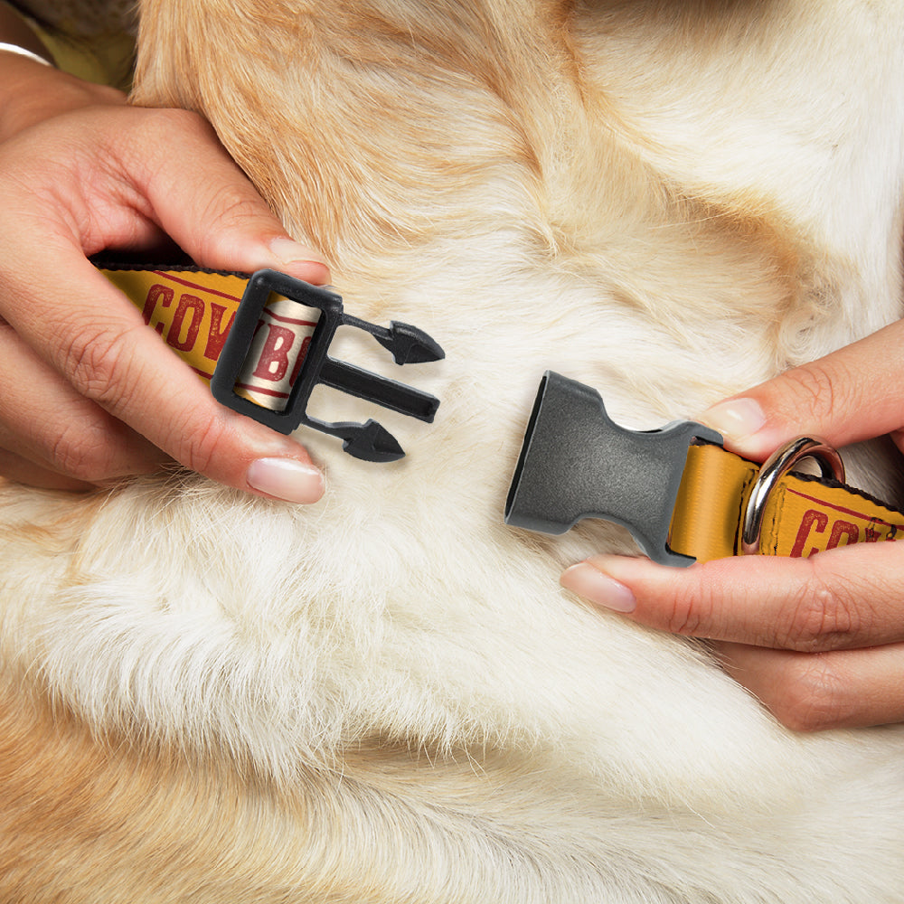 Plastic Clip Collar - Yellowstone Y Logo COWBOY UP Text Yellow/Red/White