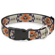 Plastic Clip Collar - Yellowstone Y Logo Native American Tribal Tans/Blue/Orange