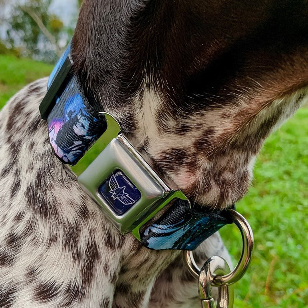 Space Ranger Logo Outline Full Color Blue/White Seatbelt Buckle Collar - Buzz Lightyear Poses Galaxy Blues