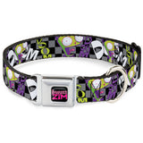 INVADER ZIM Title Logo Full Color Pink/Green Seatbelt Buckle Collar - Invader Zim GIR DOOM Pose Checker Black/Gray