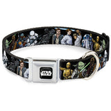 STAR WARS Logo Full Color Black/White Seatbelt Buckle Collar - Star Wars Classic Character Poses Black