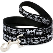 Dog Leash - Batman Gotham City Graffiti Collage Black/White