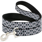 Dog Leash - Mickey Mouse Smiling Face Monogram Gray