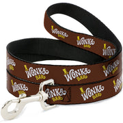 Dog Leash - Willy Wonka and the Chocolate Factory WONKA BAR Logo Brown/Yellow/White