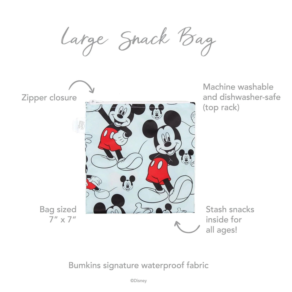 Reusable Snack Bag, Large: Mickey Mouse