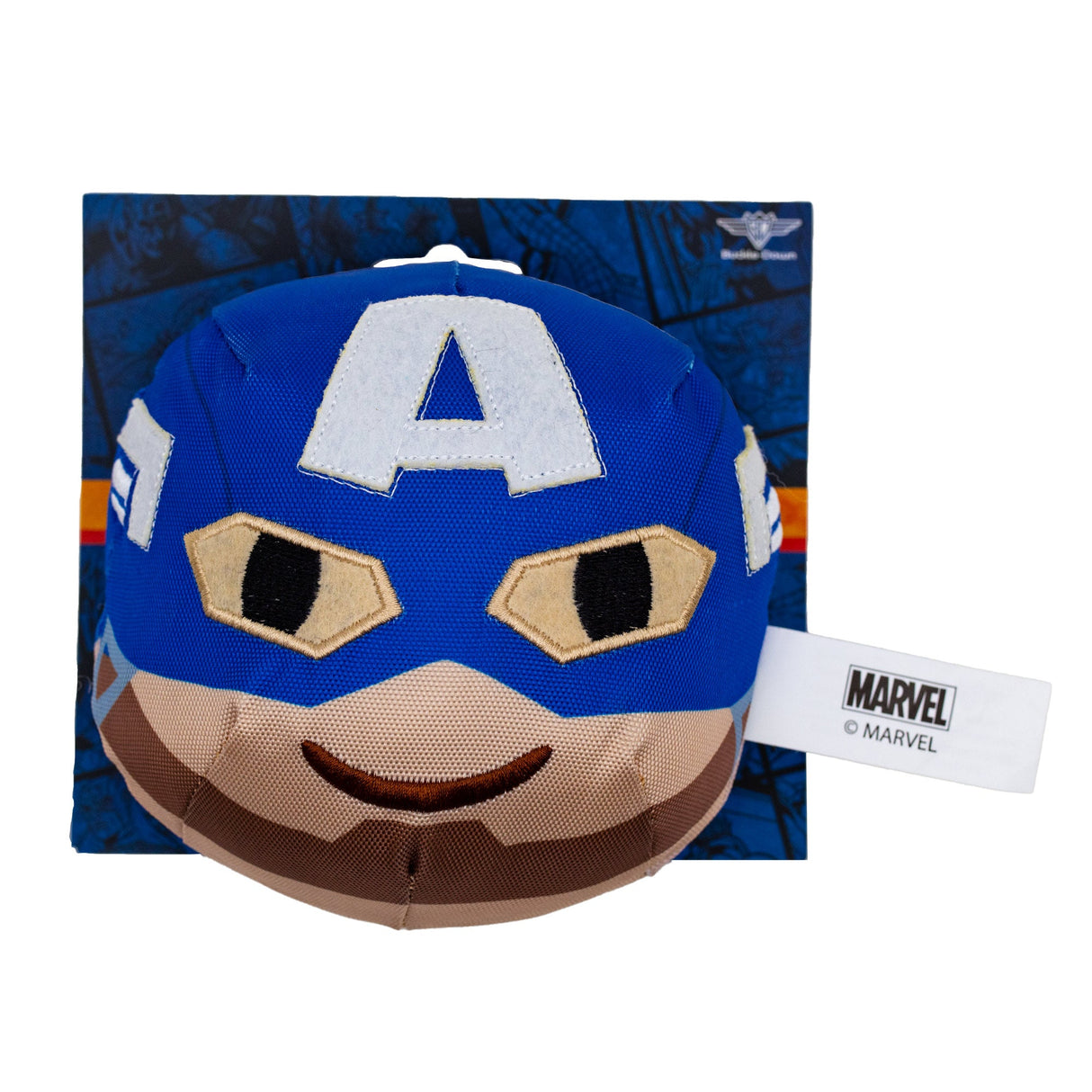 Dog Toy Ballistic Squeaker - Captain America Smiling Face Round Blue