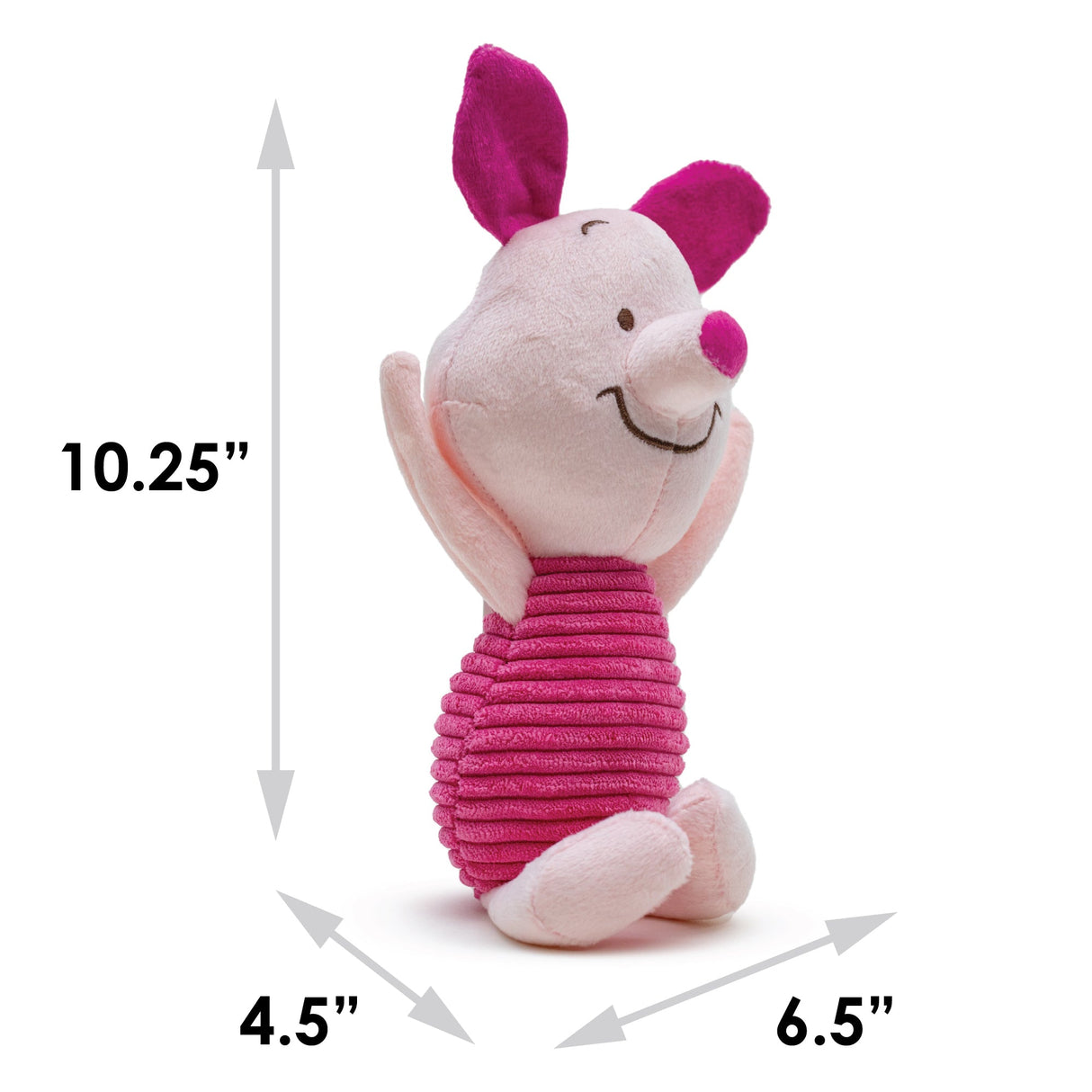 Dog Toy Squeaker Plush - Winnie the Pooh Piglet Arms Up Sitting Pose