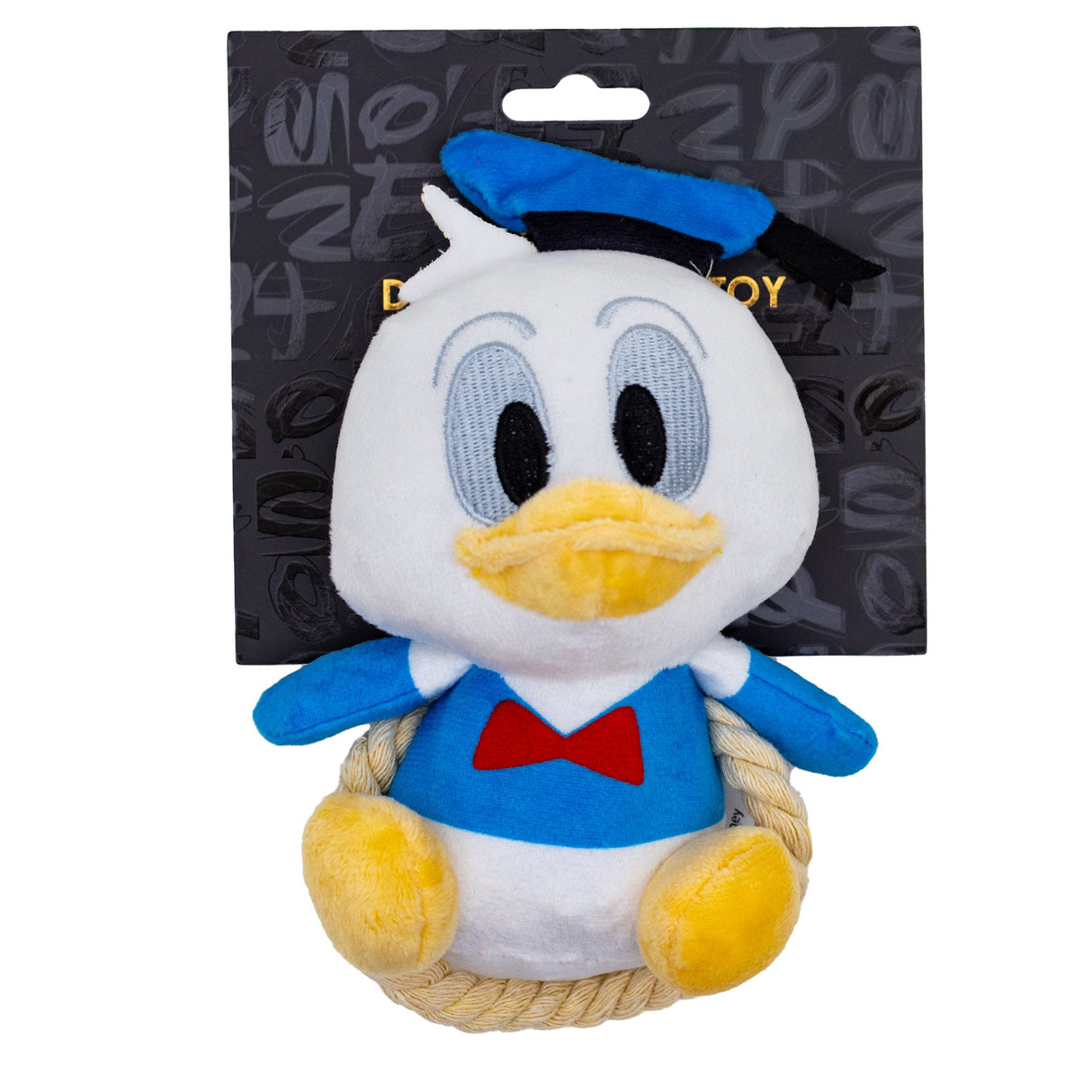 Dog Toy Squeaker Plush with Rope - Disney Donald Duck Chibi Sitting Pose