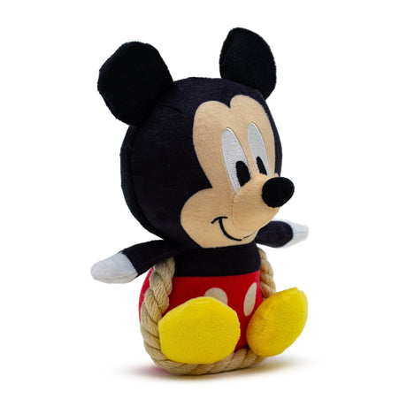 Dog Toy Squeaker Plush with Rope - Disney Mickey Mouse Chibi Sitting Pose