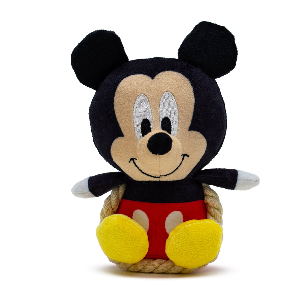 Dog Toy Squeaker Plush with Rope - Disney Mickey Mouse Chibi Sitting Pose