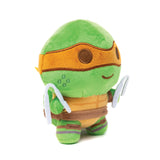 Dog Toy Squeaker Plush - Teenage Mutant Ninja Turtles Michelangelo Full Body Nunchucks Pose Orange