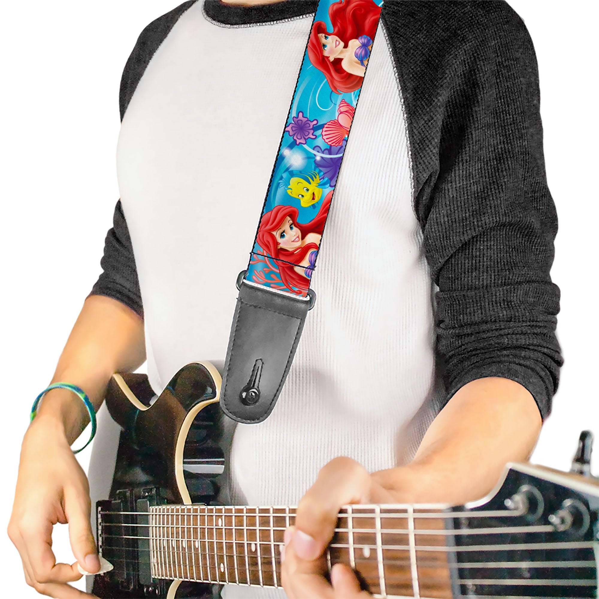 Guitar Strap - The Little Mermaid Ariel & Flounder Vivid Underwater Poses