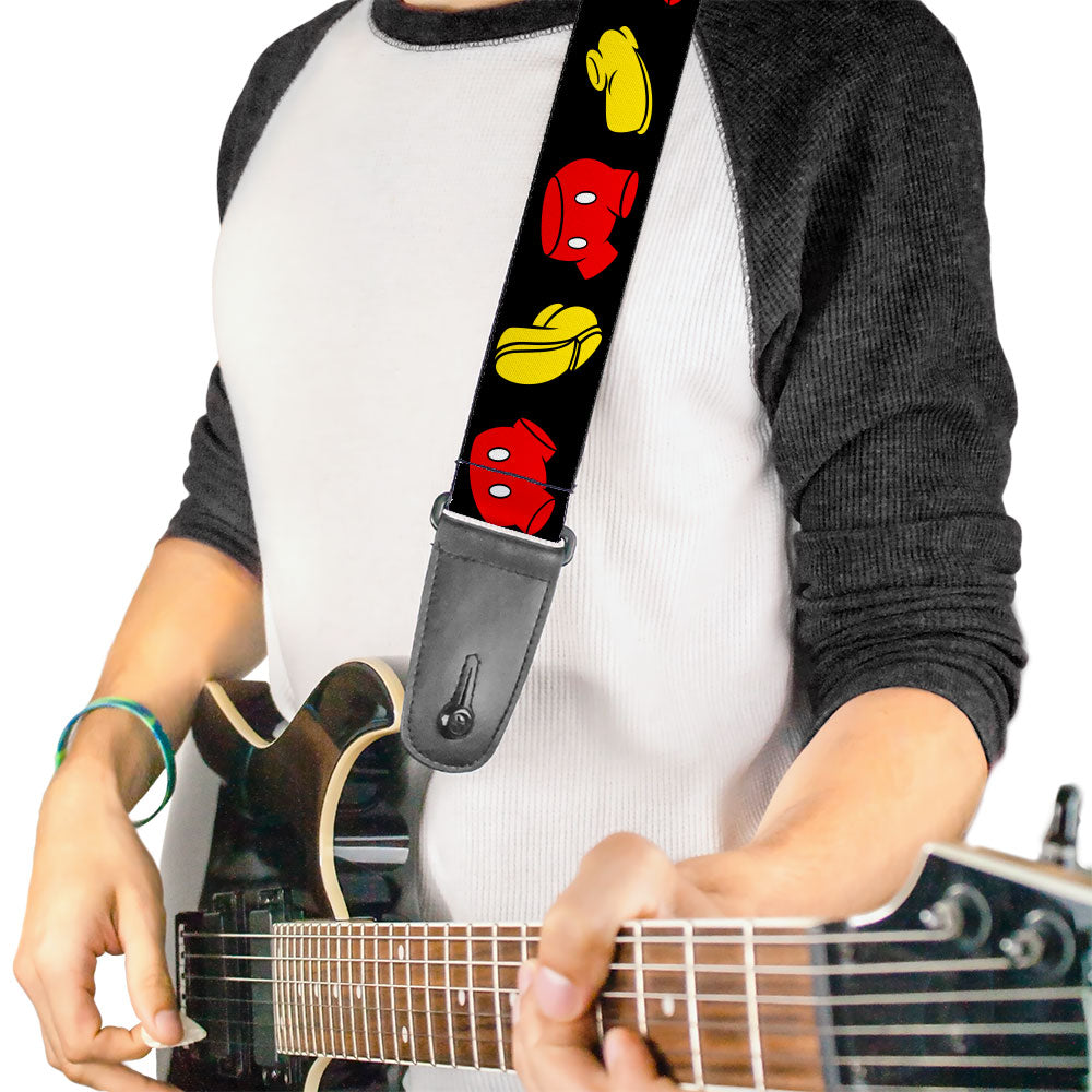 Guitar Strap - Mickey Mouse Shorts and Shoes Black/Red/Yellow