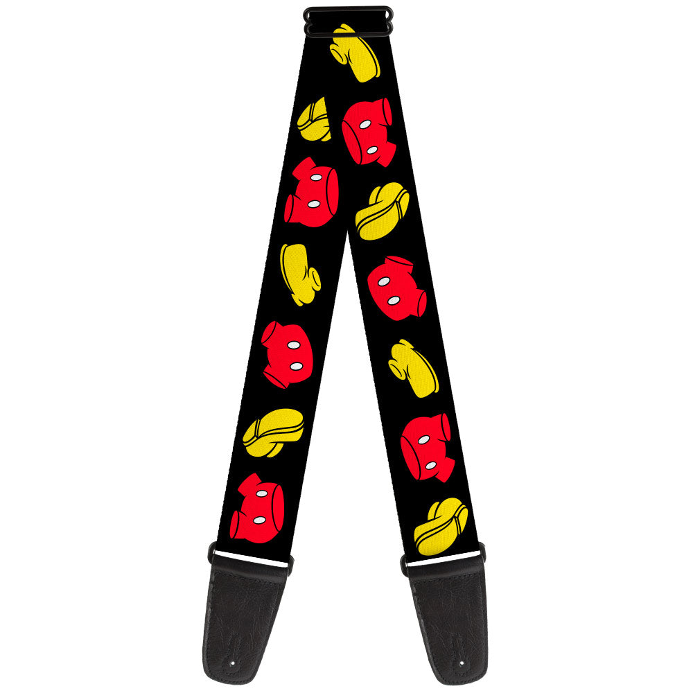 Guitar Strap - Mickey Mouse Shorts and Shoes Black/Red/Yellow