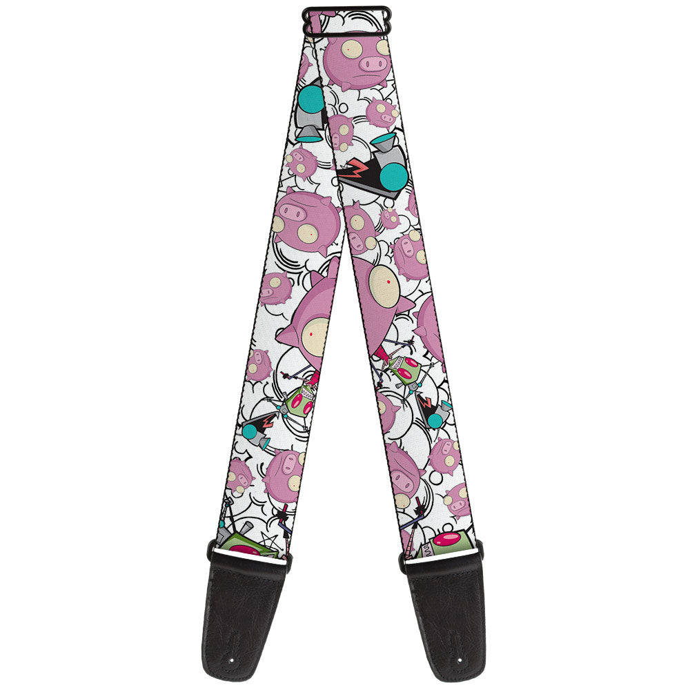 Guitar Strap - Invader Zim GIR and Piggy Doddles White/Black