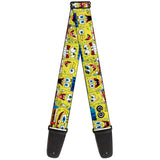 Guitar Strap - SpongeBob Expressions Stripe Blue