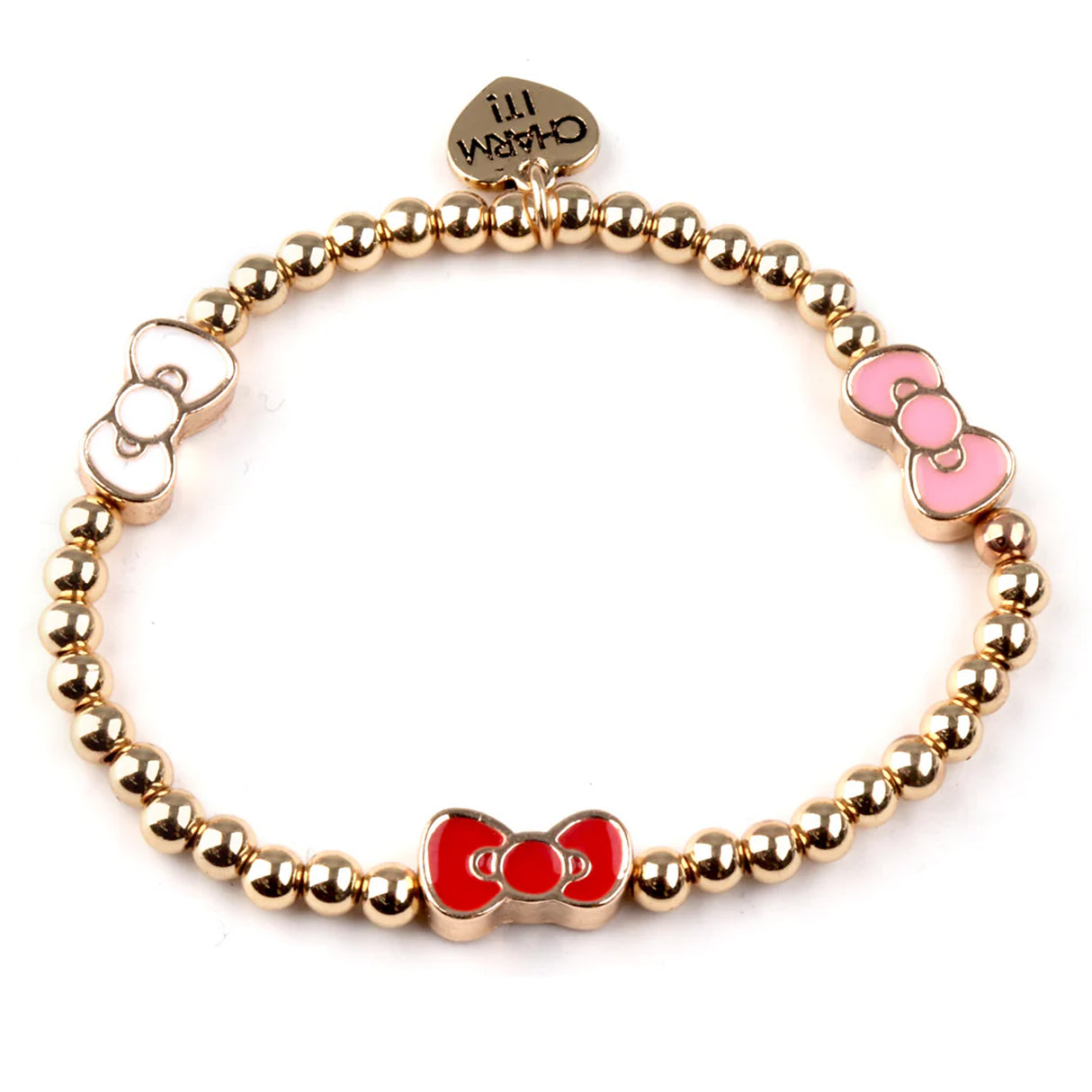 CHARM IT! - Gold Hello Kitty Bow Stretch Bead Bracelet