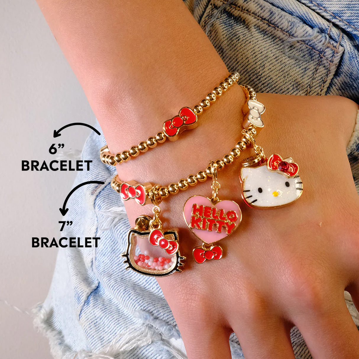 CHARM IT! - Gold Hello Kitty Bow Stretch Bead Bracelet