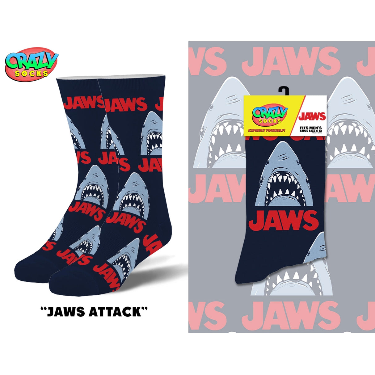 Jaws Attack - Mens Crew Folded