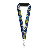 Lanyard - 1.0" - BATGIRL Action Poses Bat Logo Black Blue Yellow