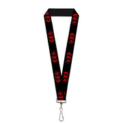 Lanyard - 1.0" - Bat Logo Harley Quinn Diamonds Black Red