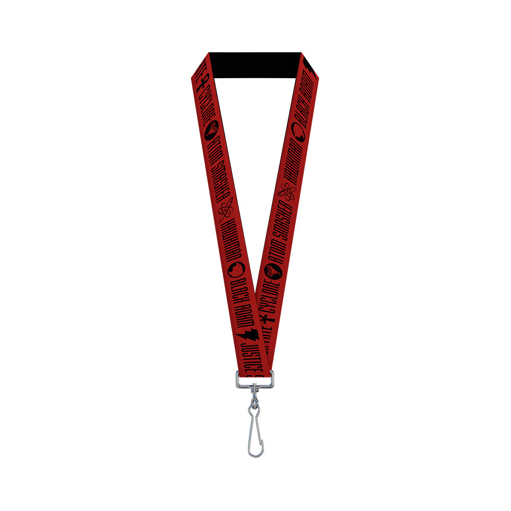 Lanyard - 1.0" - Black Adam JUSTICE SOCIETY Icons and Text Red/Black