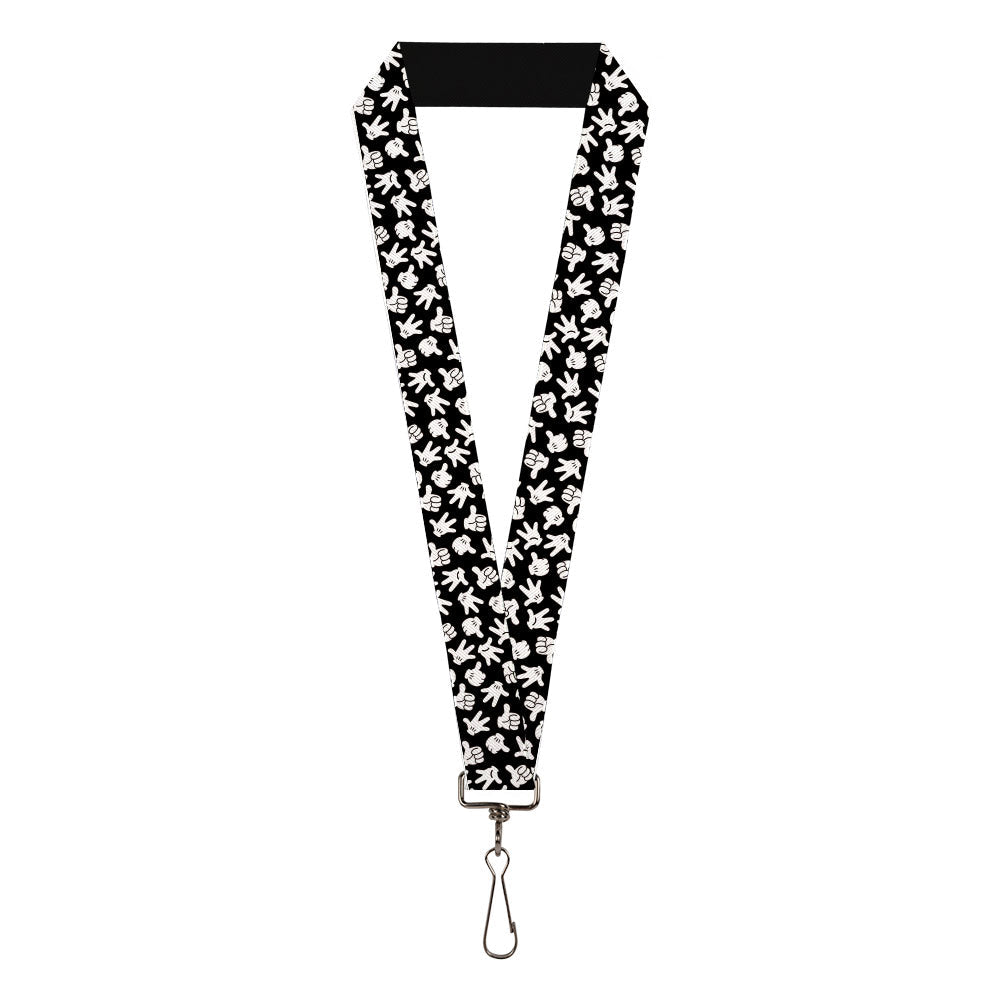 Lanyard - 1.0" - Mickey Mouse Hand Gestures2 Scattered Black/White