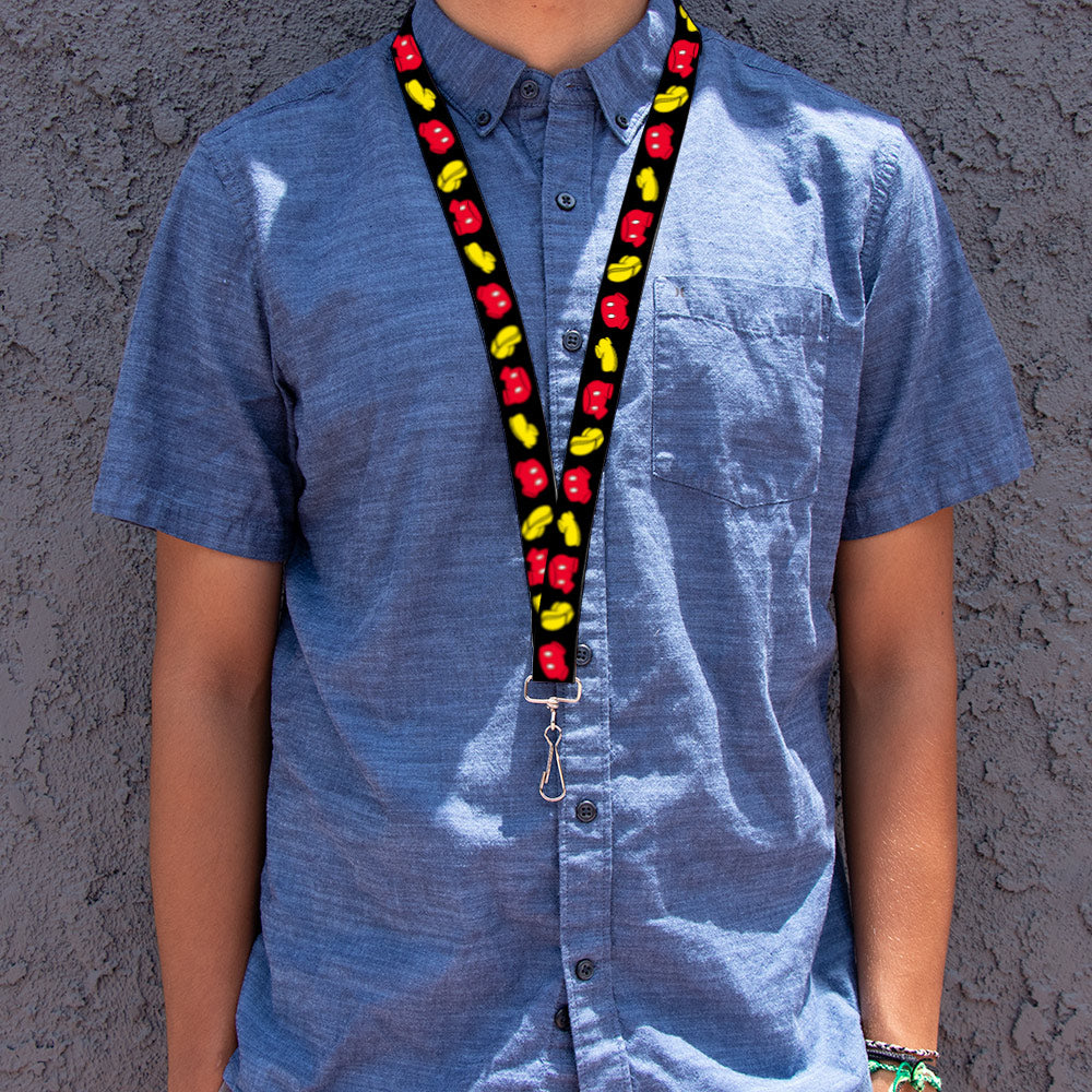 Lanyard - 1.0" - Mickey Mouse Shorts and Shoes Black/Red/Yellow