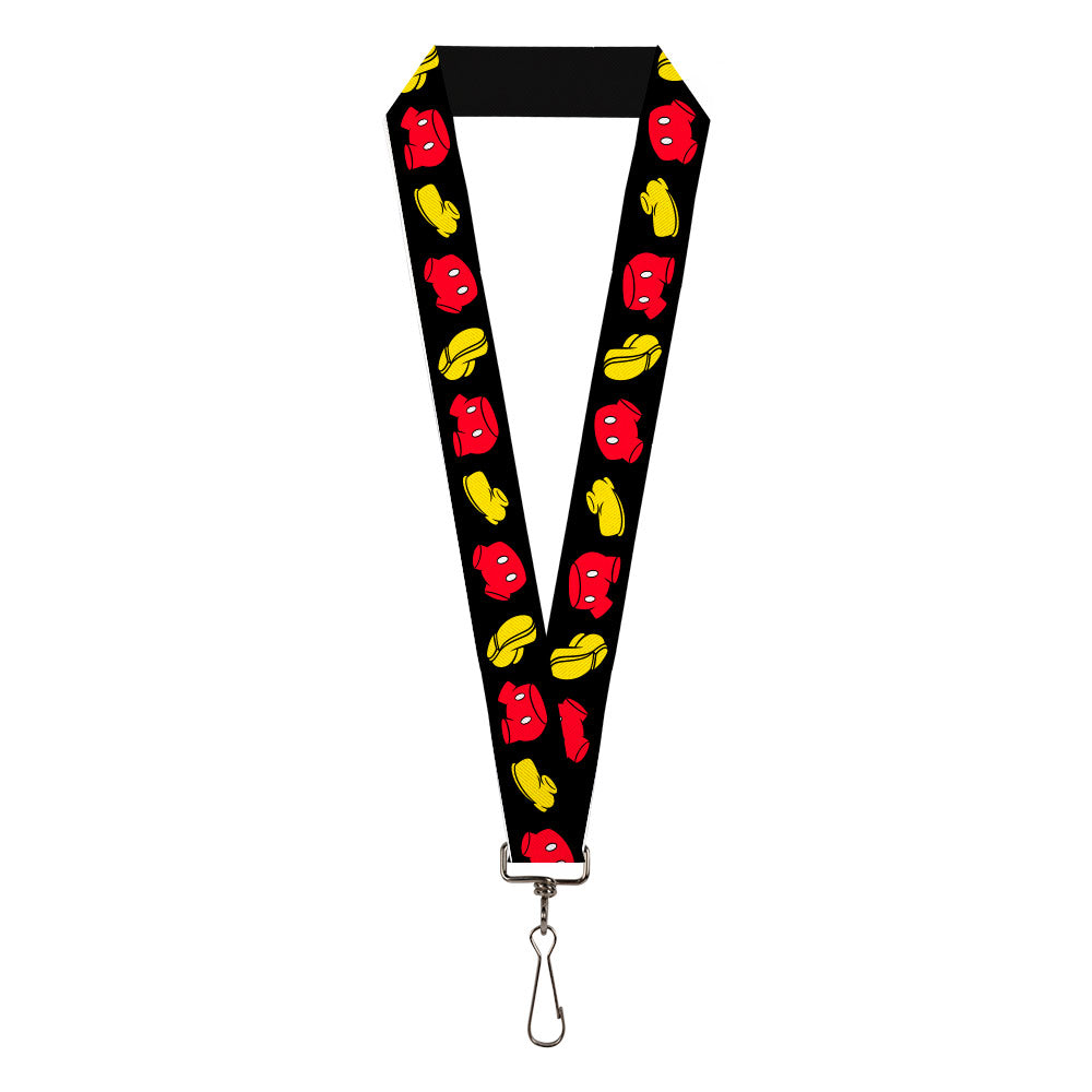 Lanyard - 1.0" - Mickey Mouse Shorts and Shoes Black/Red/Yellow