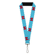 Lanyard - 1.0" - Minnie Mouse Bows/Dots Blue/Black/White/Red