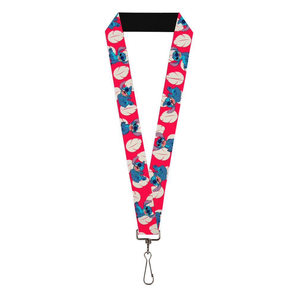 Lanyard - 1.0" - Lilo & Stitch Stitch 4-Poses/Lilo Dress Leaves Red/Ivory