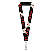 Lanyard - 1.0" - Mickey Mouse Smelling Pose Black/White/Reds